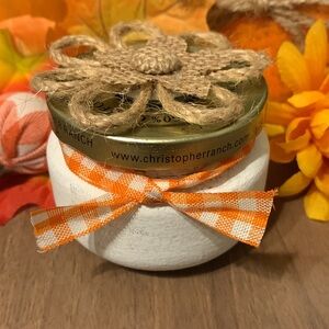Hand Crafted- mini white pumpkin jar